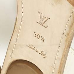 Louis Vuitton Cream/Brown Leather Ankle Strap Flat Sandals Size 39.5