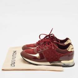 Louis Vuitton Burgundy Monogram Suede, Patent and Leather Run Away Lace Up Sneakers Size 37.5
