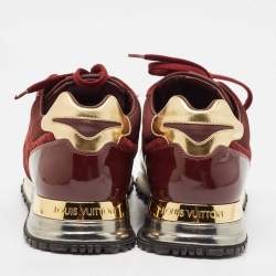 Louis Vuitton Burgundy Monogram Suede, Patent and Leather Run Away Lace Up Sneakers Size 37.5