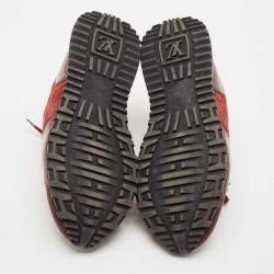 Louis Vuitton Burgundy Monogram Suede, Patent and Leather Run Away Lace Up Sneakers Size 37.5
