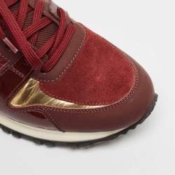 Louis Vuitton Burgundy Monogram Suede, Patent and Leather Run Away Lace Up Sneakers Size 37.5