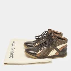Louis Vuitton Brown Monogram Canvas and Crocodile Punchy High Top Sneakers Size 36.5