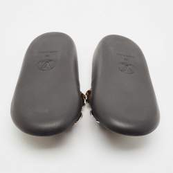 Louis Vuitton Monogram Canvas and Studded Leather Eldorado Flat Slides Size 39