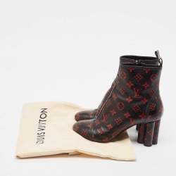Louis Vuitton Black/Red Monogram Canvas Revival Ankle Length Boots Size 38