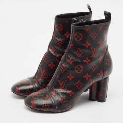Louis Vuitton Black/Red Monogram Canvas Revival Ankle Length Boots Size 38