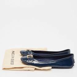 Louis Vuitton Blue Patent Leather Oxford Ballet Flats Size 38