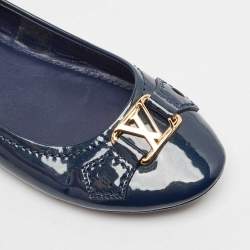 Louis Vuitton Blue Patent Leather Oxford Ballet Flats Size 38