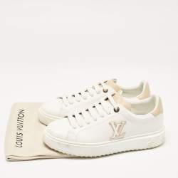 Louis Vuitton White/Beige Leather Time Out Sneakers Size 39
