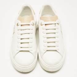 Louis Vuitton White/Beige Leather Time Out Sneakers Size 39
