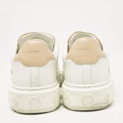 Louis Vuitton White/Beige Leather Time Out Sneakers Size 39