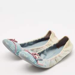 Louis Vuitton Two Tone Denim Buckle Scrunch Ballet Flats Size 41