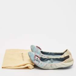 Louis Vuitton Two Tone Denim Buckle Scrunch Ballet Flats Size 41