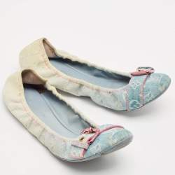 Louis Vuitton Two Tone Denim Buckle Scrunch Ballet Flats Size 41