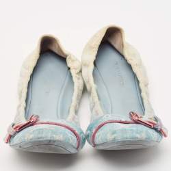 Louis Vuitton Two Tone Denim Buckle Scrunch Ballet Flats Size 41