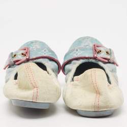 Louis Vuitton Two Tone Denim Buckle Scrunch Ballet Flats Size 41