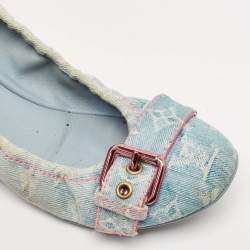 Louis Vuitton Two Tone Denim Buckle Scrunch Ballet Flats Size 41