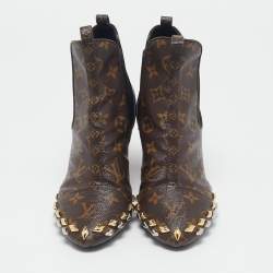 Louis Vuitton Brown Monogram Canvas Revival Ankle Boots Size 39