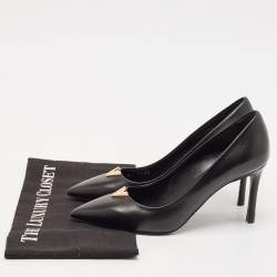  Louis Vuitton Black Leather Heartbreaker Pointed Toe Pumps Size 37
