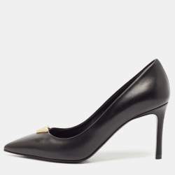 Louis Vuitton Black Leather Heartbreaker Pointed Toe Pumps Size 37