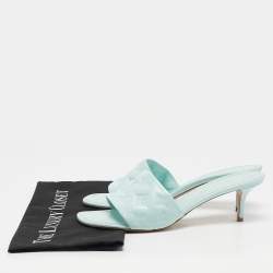 Louis Vuitton Blue Monogram Leather Revival Slide Sandals Size 40