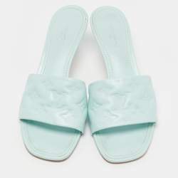 Louis Vuitton Blue Monogram Leather Revival Slide Sandals Size 40