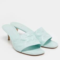 Louis Vuitton Blue Monogram Leather Revival Slide Sandals Size 40