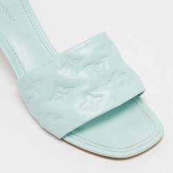 Louis Vuitton Blue Monogram Leather Revival Slide Sandals Size 40