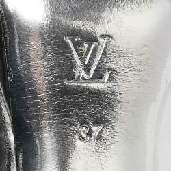 Louis Vuitton Silver Leather Peep Toe Slingback Sandals Size 37