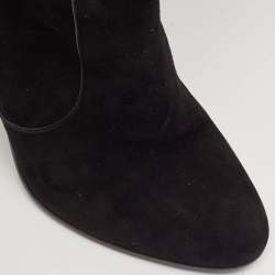 Pre Owned Louis Vuitton Black Suede Knee Length Boots Size 39