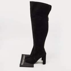 Pre Owned Louis Vuitton Black Suede Knee Length Boots Size 39