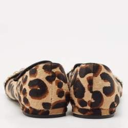 Louis Vuitton Black/Brown Calf Hair Embellished Smoking Slippers Size 37.5