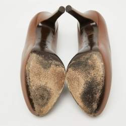 Louis Vuitton Brown Leather Oh Really! Platform Peep Toe Pumps Size 36.5