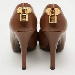 Louis Vuitton Brown Leather Oh Really! Platform Peep Toe Pumps Size 36.5