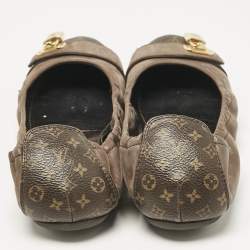 Louis Vuitton Brown Nubuck and Monogram Canvas Lucky Ballet Flats Size 38