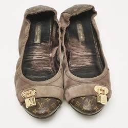 Louis Vuitton Brown Nubuck and Monogram Canvas Lucky Ballet Flats Size 38