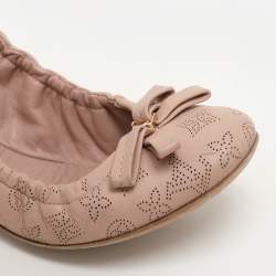 Louis Vuitton Beige Monogram Mahina Leather Elba Scrunch Ballet Flats Size 36.5