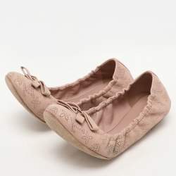 Louis Vuitton Beige Monogram Mahina Leather Elba Scrunch Ballet Flats Size 36.5