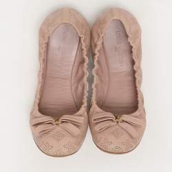 Louis Vuitton Beige Monogram Mahina Leather Elba Scrunch Ballet Flats Size 36.5
