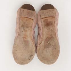 Louis Vuitton Beige Monogram Mahina Leather Elba Scrunch Ballet Flats Size 36.5