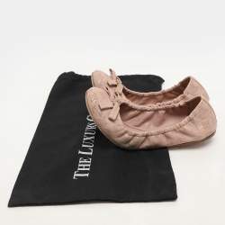 Louis Vuitton Beige Monogram Mahina Leather Elba Scrunch Ballet Flats Size 36.5