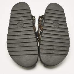 Louis Vuitton Black/Brown Monogram Canvas and Leather Paseo Flat Sandals Size 35