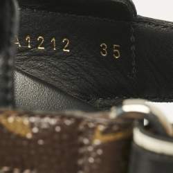 Louis Vuitton Black/Brown Monogram Canvas and Leather Paseo Flat Sandals Size 35