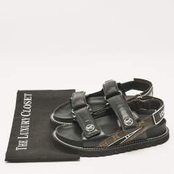 Louis Vuitton Black/Brown Monogram Canvas and Leather Paseo Flat Sandals Size 35