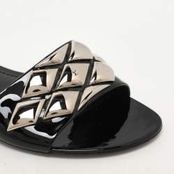Louis Vuitton Black Patent Leather Studded Flats Size 38.5