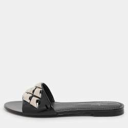 Louis Vuitton Black Patent Leather Studded Flats Size 38.5