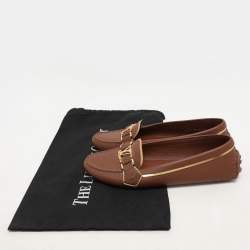 Louis Vuitton Brown Leather Oxford Slip On Loafers Size 37