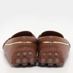 Louis Vuitton Brown Leather Oxford Slip On Loafers Size 37