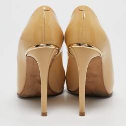 Louis Vuitton Cream Patent Leather Eyeline Pumps Size 37.5