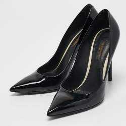 Pre Owned حذاء كعب عالي لوي فيتون جلد براءات اختراع أسود إيلين مقاس 37.5