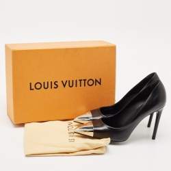 Pre Owned Louis Vuitton Black Leather Urban Twist Metal Cap Toe Pumps Size 38